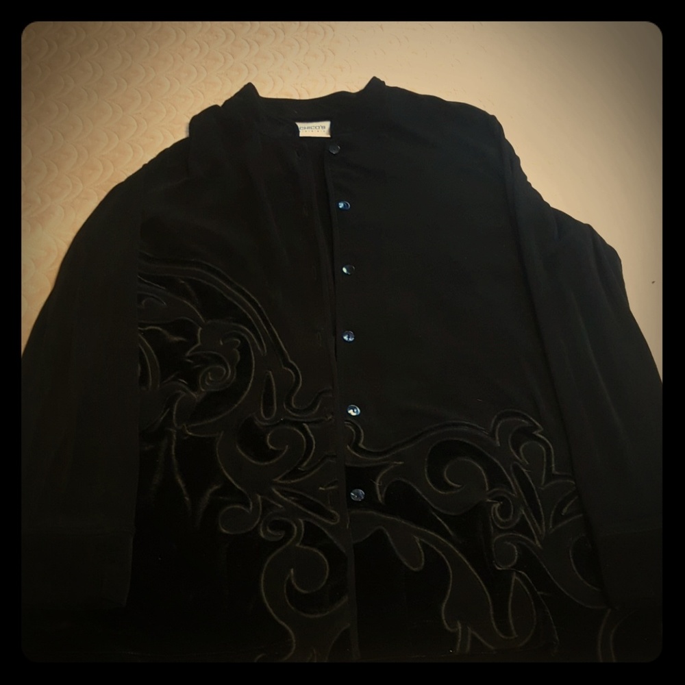 Chicos Travelers Velvet Black Jacket